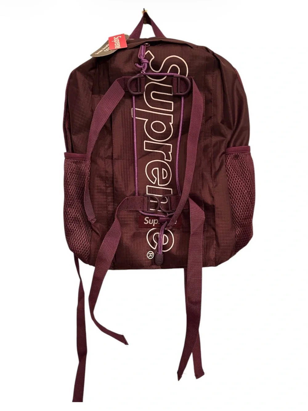 Supreme Burgundy/Purple Vertical Logo Backpack
